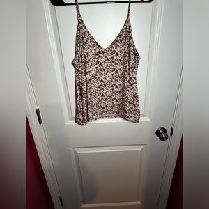 Cream and pink floral tank top